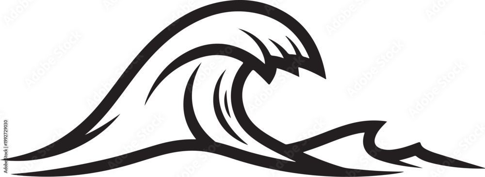 Obraz premium Wave, Ocean Wave, Black Wave Icon, Vector Wave, Surfing Symbol