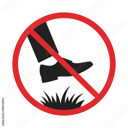 Photography Prohibited keep off the lawn grass no stepping sign warning symbol for garden an