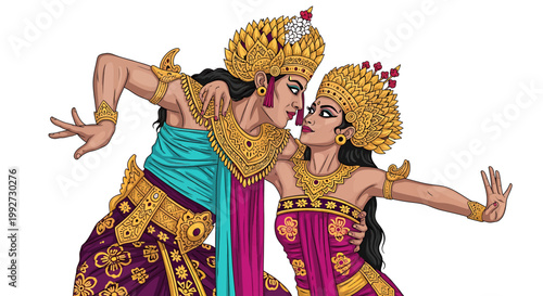 Traditional Balinese Dancers in Costume.
