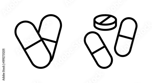 Pills icon symbol for apps and websites. capsule icon. Drug sign and symbol