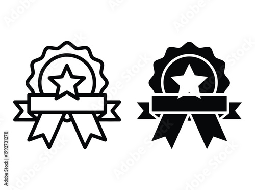 Black and white star rosette ribbons Vector
