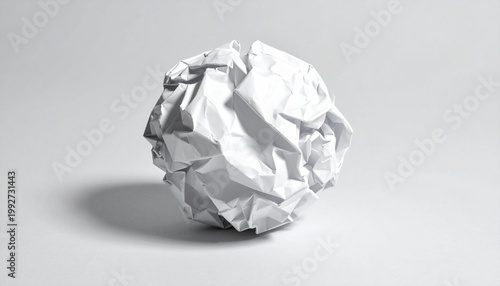 Wrinkled paper ball symbolizes discarded ideas and failure, but can be reshaped