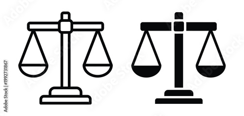 Two black and white scales icons side by side Vector