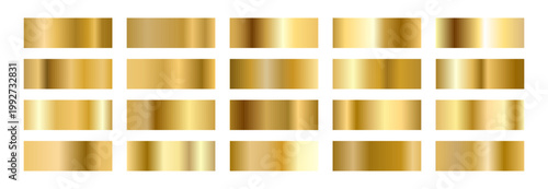 Metallic Gold gradient Palette. Foil swatch and copper degrade strip for rich color background. Vector illustration.