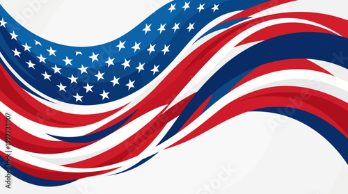 Abstract Wavy American Flag Ribbon Event Background Vector
