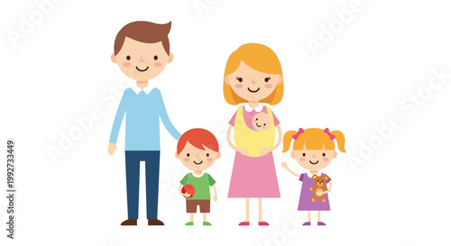 Happy Family Cartoon Illustration.