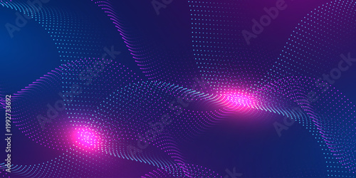 Abstract digital wave background with digital futuristic network data particles artificial intelligence and internet.