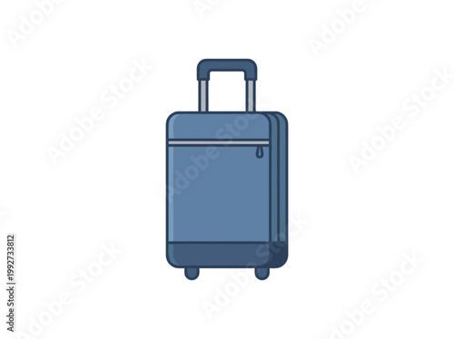 Closed blue wheeled suitcase with telescopic handle