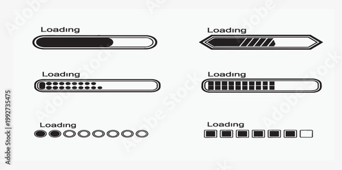Minimalist Loading Progress Bar UI Vector Set