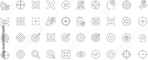 Focus icon set. Editable line icons. Vector illustration.