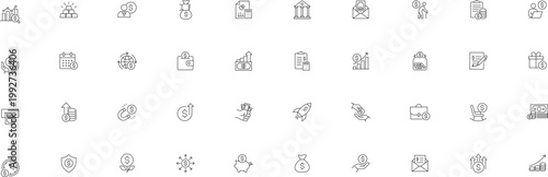 Income icon set. Editable line icons. Vector illustration.