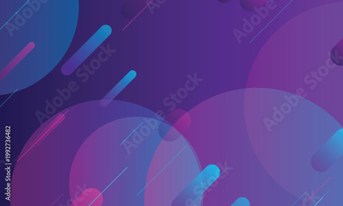 Gradient purple and blue abstract background, with translucent circles, and lines