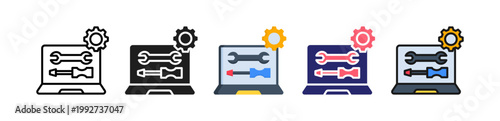 Computer Repair Multiple Style Icon Set Collection. 