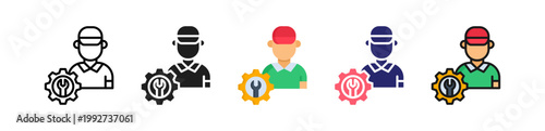 Technical Support Multiple Style Icon Set Collection. 