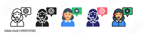 Support Agent Multiple Style Icon Set Collection. 