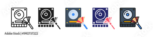 Disk Cleanup Multiple Style Icon Set Collection. 
