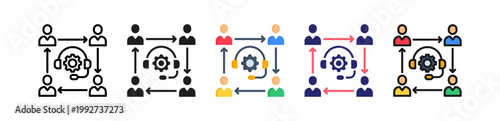Support Team Multiple Style Icon Set Collection. 