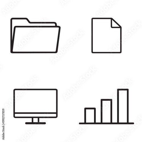 Business Office Data Icon Set
