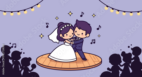 Dancing Bride and Groom Couple On Stage.