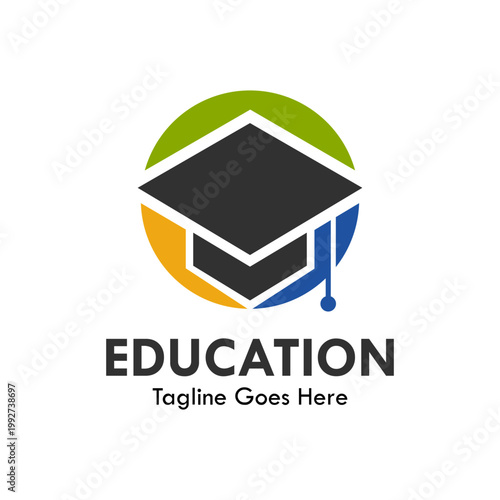 Colorful circular education logo featuring a graduation cap at the center, representing global learning, academic excellence, and diverse educational communities.