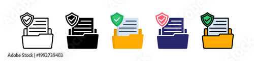 File Protection Multiple Style Icon Set Collection. 
