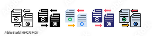 File Compare Multiple Style Icon Set Collection. 