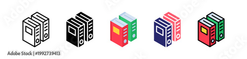 Archive File Multiple Style Icon Set Collection. 