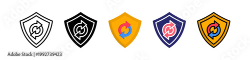Recovery Shield Multiple Style Icon Set Collection. 