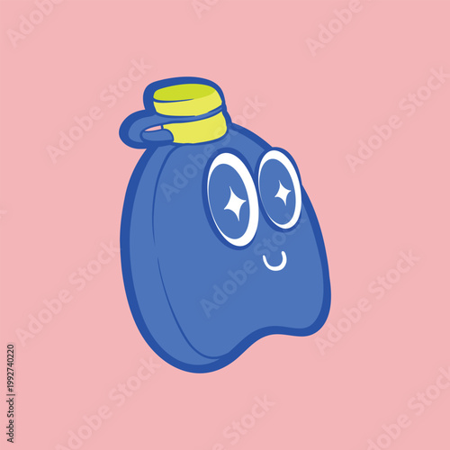 Cute water bottle character illustration for kids camping theme