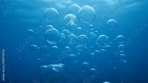 Underwater scene with rising bubbles.