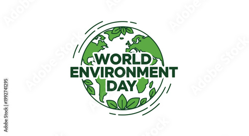 World Environment Day, eco friendly, green globe, earth conservation, vector icon