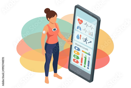 Smart Mirror for Health Biohacking and Fitness Tracking Illustration