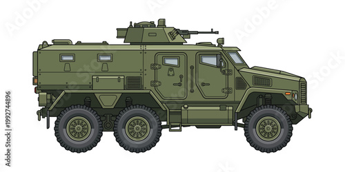 Advanced combat-ready armored military vehicle illustration, an imposing tactical transport design representing modern defense technology and security concepts