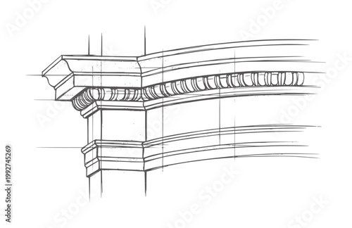 Architectural detail of ornate column capital and entablature architecture