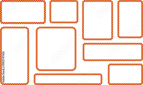 Checkered Frame Set Rectangle Borders Isolated on White Background