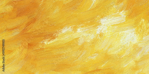 Abstract Yellow and Gold Oil Painting Texture Background with Artistic Brush Strokes