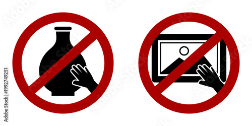 "Do not touch artwork / historical artifact / exhibits" vector sign for museum / gallery