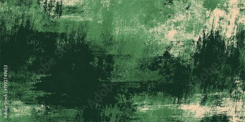 Abstract Dark Green Grunge Texture Background with Painterly Strokes and Distressed Weathered Effect