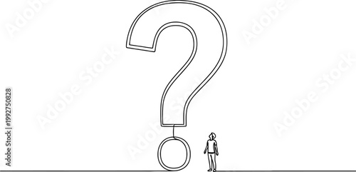 Continuous line drawing Question mark, uncertainty concept, business illustration, vector icon