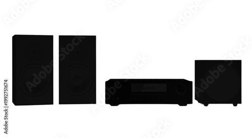 Black Home Theater Sound System with Speakers and Subwoofer