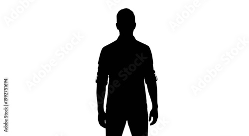 Silhouette of a man in a collared shirt against a white background