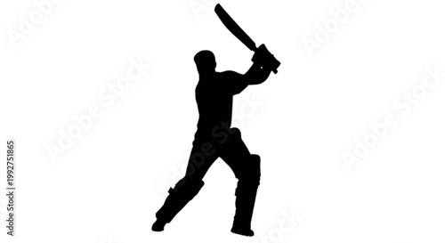 Silhouette of a cricket batsman in action, ready to hit the ball