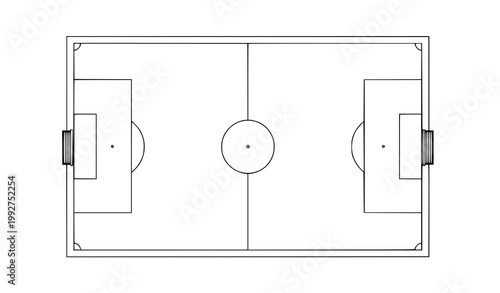Soccer field diagram vector with full pitch layout and markings football field top view isolated on white background