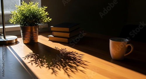 An empty wooden dining table with Christmas decorations is set in a stylish home kitchen interior featuring chairs and natural window light