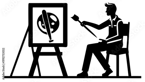 silhouette of artist with a brush