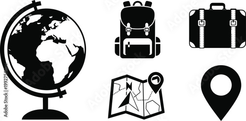 travel essentials and global exploration flat design vector illustration