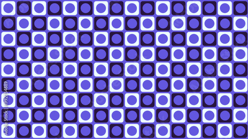 Purple and blue geometric seamless pattern with retro squares and circles, vibrant modern background for digital and creative design
