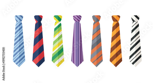 A collection of colorful neckties arranged in a horizontal line