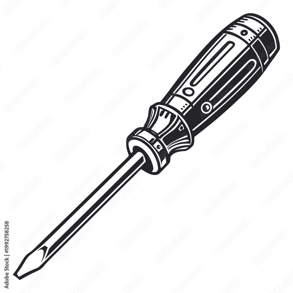 Fototapeta premium Screwdriver, flathead screwdriver, tool, hand tool, repair tool, black and white