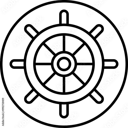 Nautical Ship Wheel Circle Icon